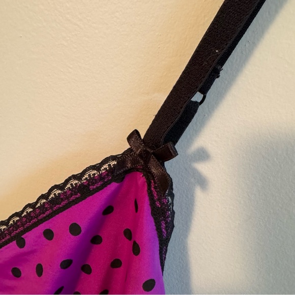 La SENZA Women's Nightie Lingerie Chemise Purple & Black Polka Dot SIZE XL - Picture 4 of 7